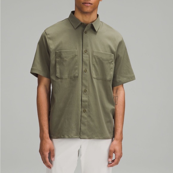 lululemon athletica Other - Lululemon NWT Olive Green Relaxed-Fit Short Sleeve Button-Up